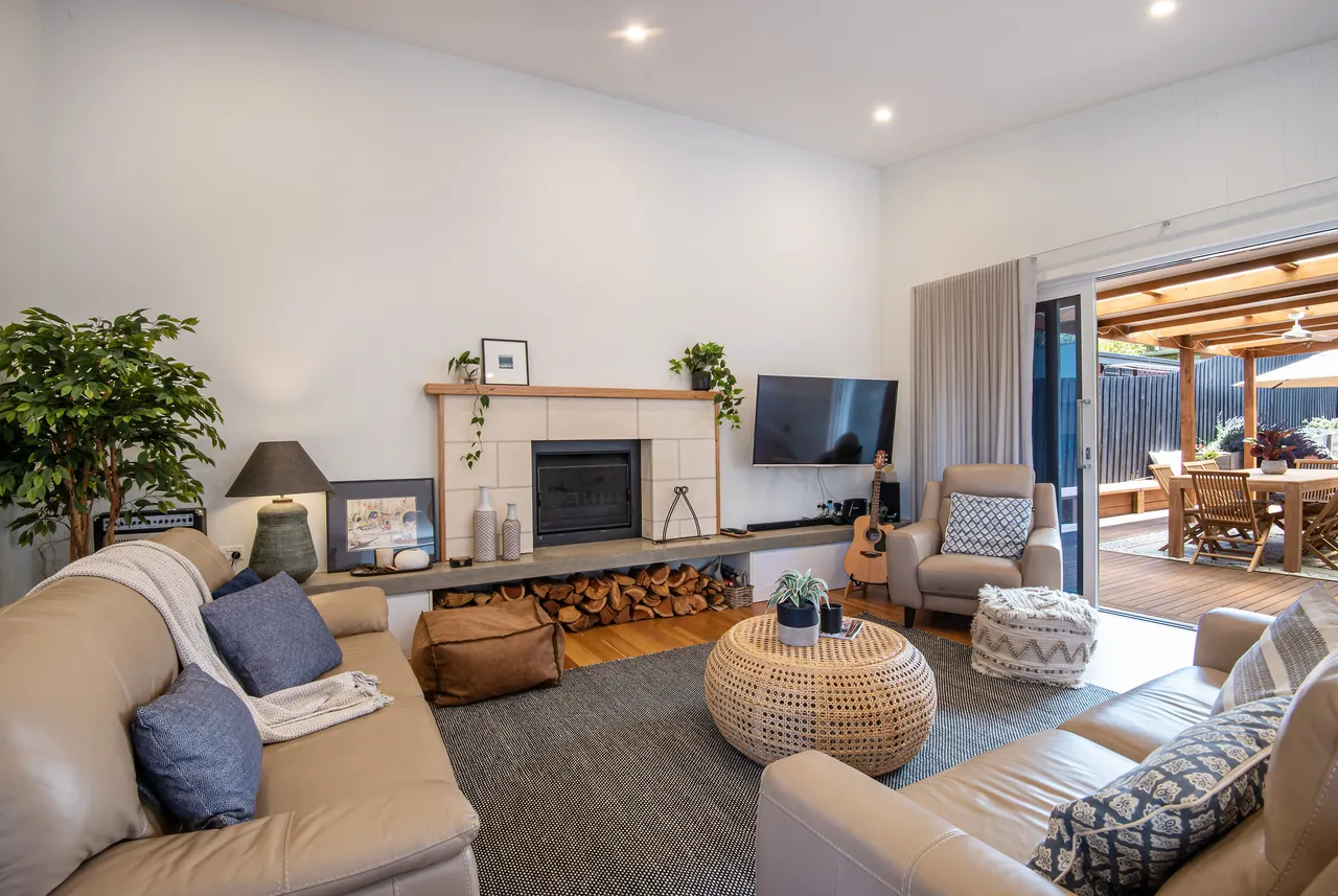 living room with fireplace