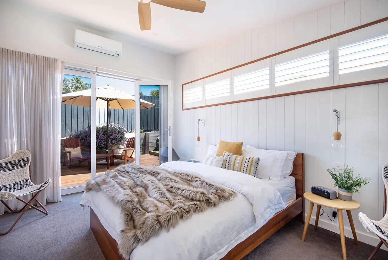 bedroom with glass door