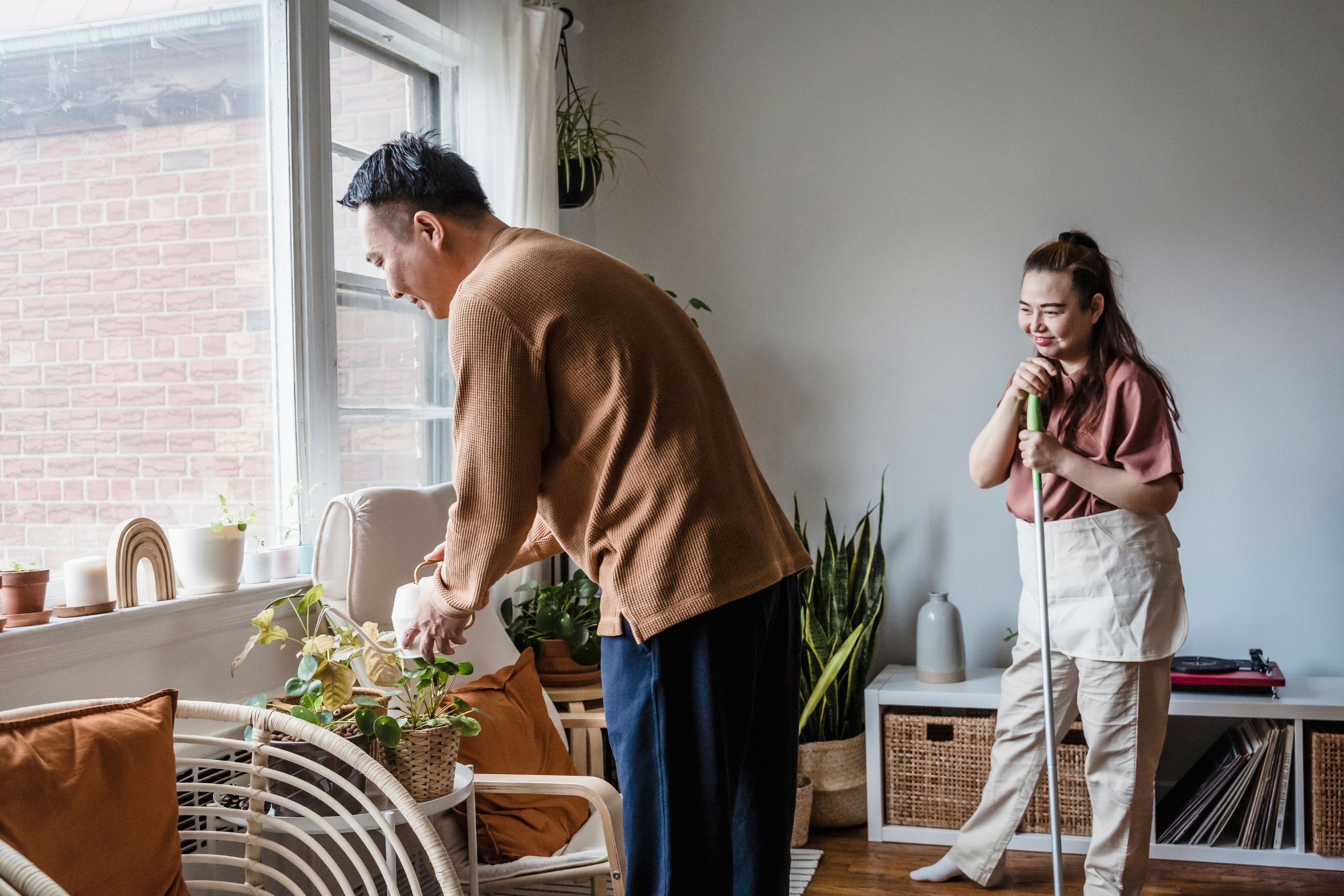 watering plants